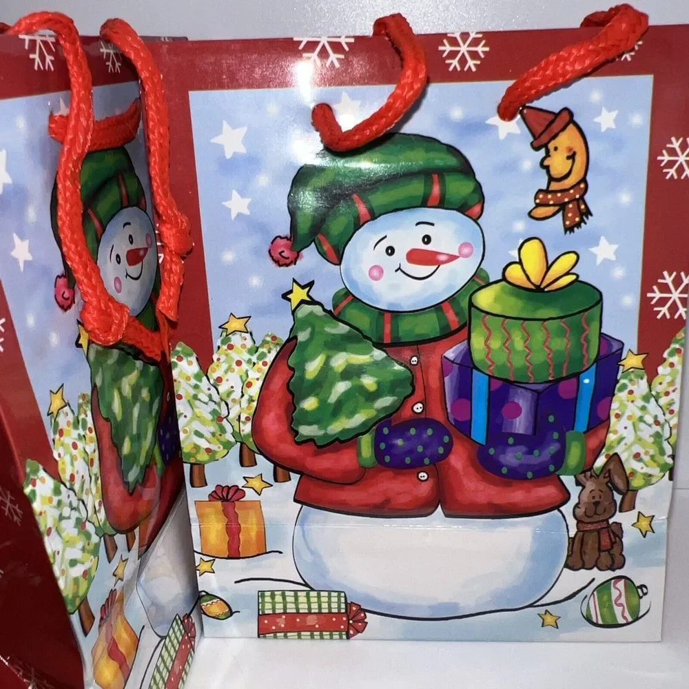 12 Pack Christmas Treat Gift Bags‎ Cute Patterns Gift Tags for Christmas Holiday